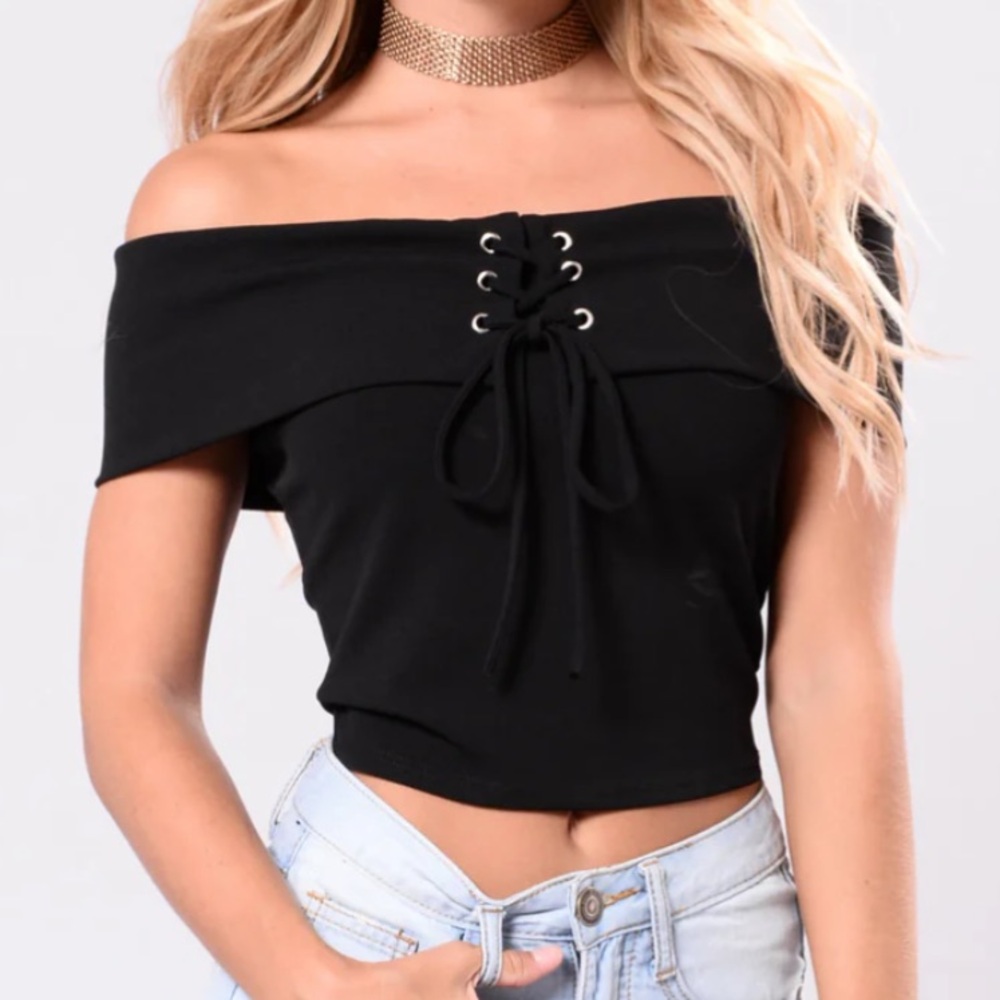 Crop It Up Black Off the Shoulder Top